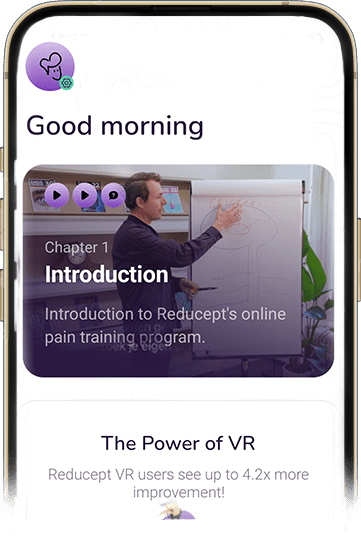 Painfree VR training app interface for chronic pain management without medication