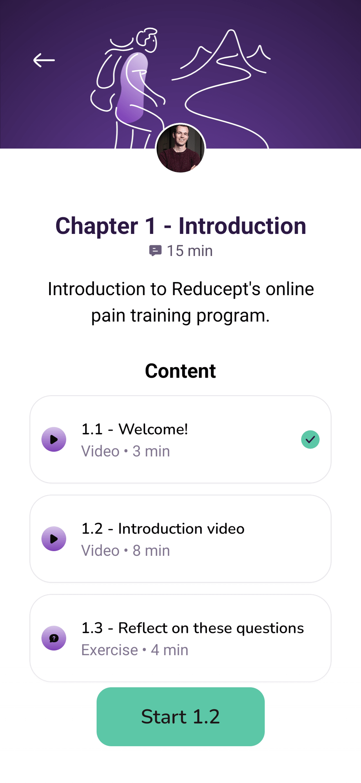 Painfree app interface screenshot