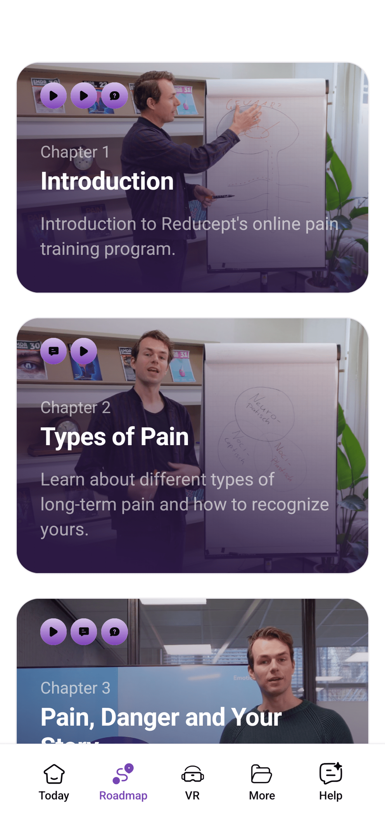 Painfree app interface screenshot